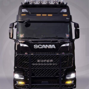 TruckKing "Classic" Sun Visor for SCANIA NG S&R 2016- with Mounting Kit, 35 cm Depth – 5 Cut-outs for LEDSON Optoline NGR+ Marker Lights