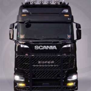 TruckKing "Classic" Sun Visor for SCANIA NG S&R 2016- with Mounting Kit, 35 cm Depth – 2 Cut-outs for LEDSON Optoline NGR+ Marker Lights