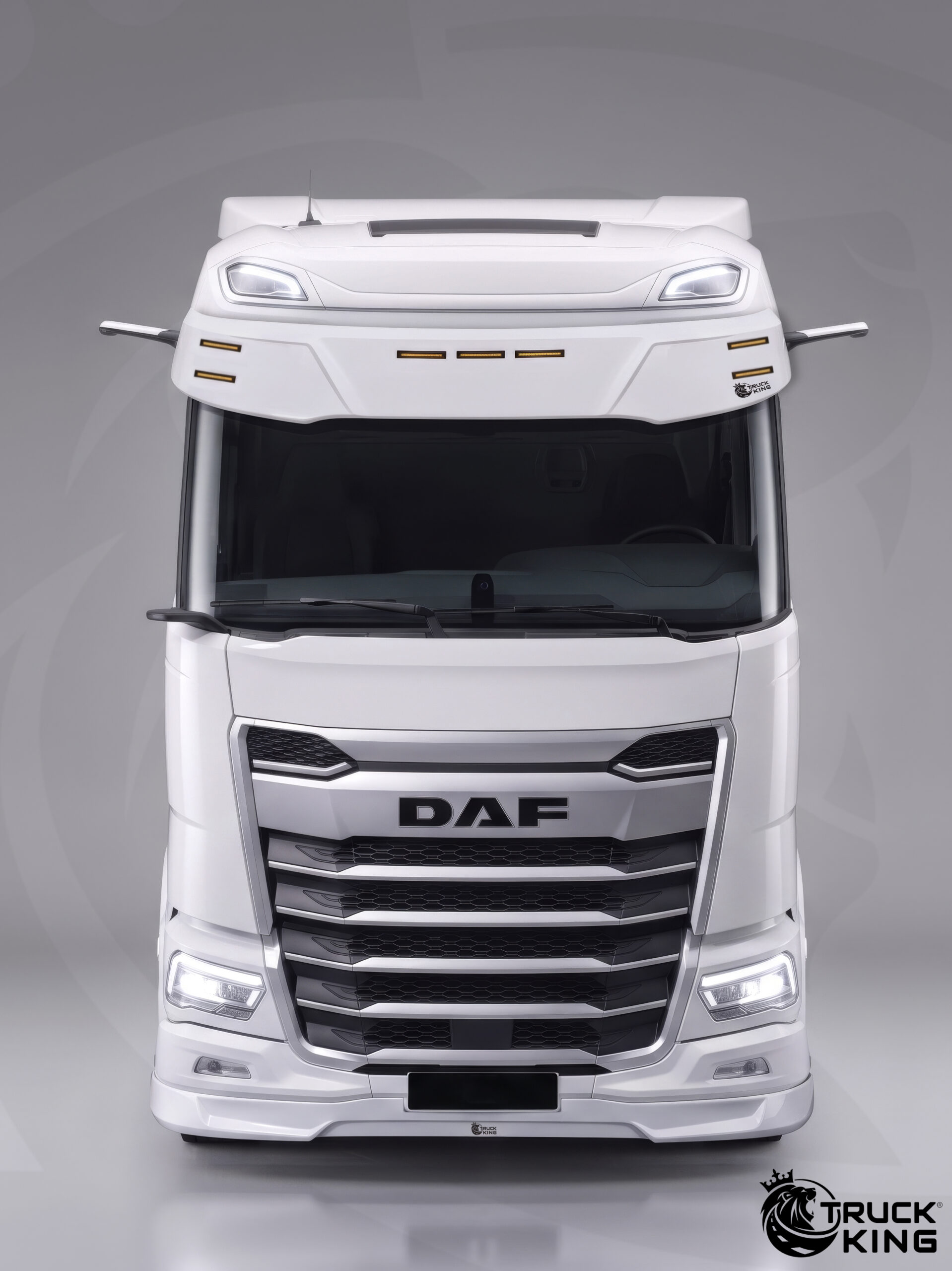 TruckKing “Classic” Sun Visor for DAF XF, XG, with Mounting Kit, 7 Marker Lights Cutouts, 37 cm deep