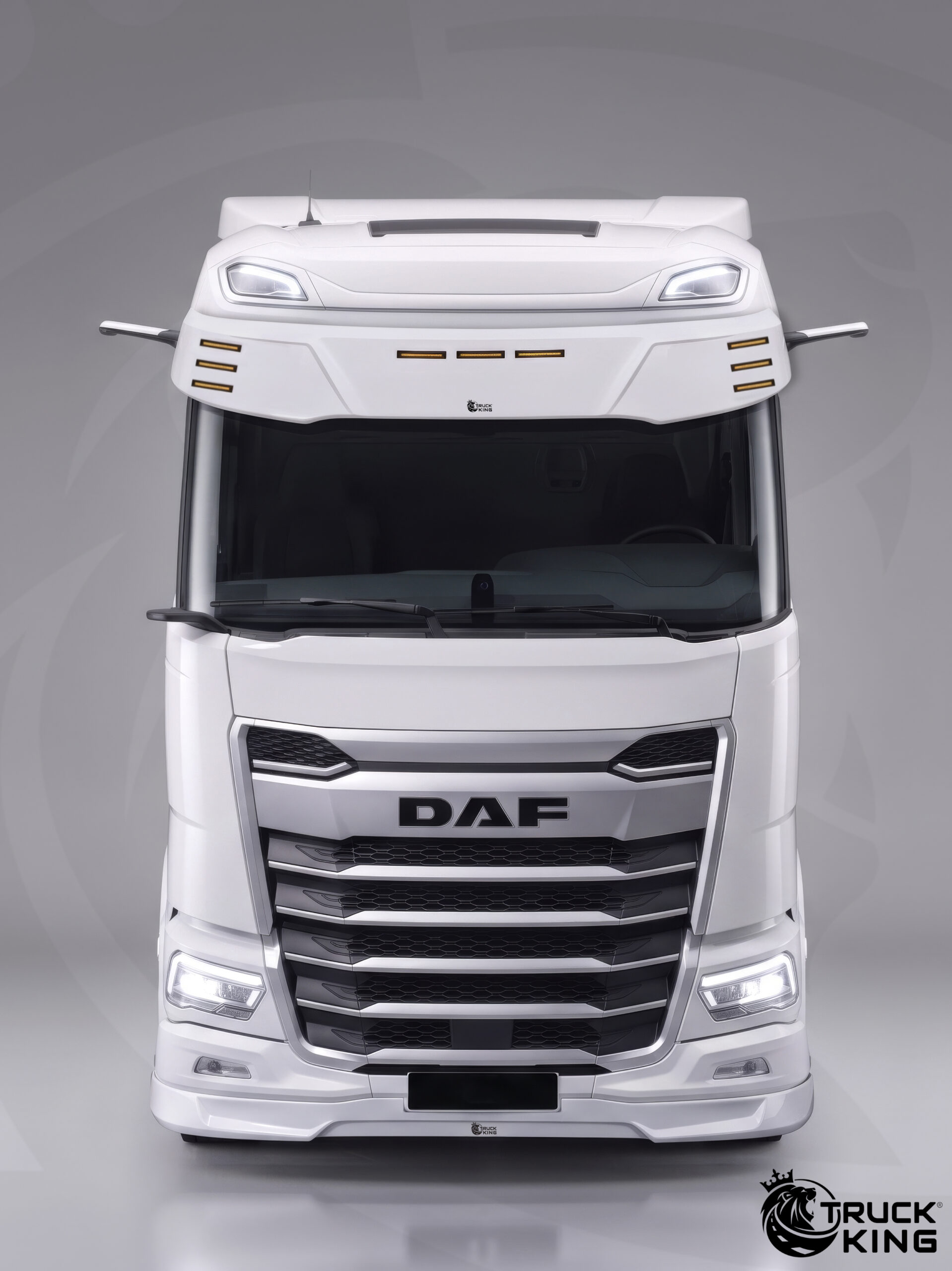 TruckKing “Classic” Sun Visor for DAF XF, XG, with Mounting Kit, 9 Marker Lights Cutouts, 37 cm deep