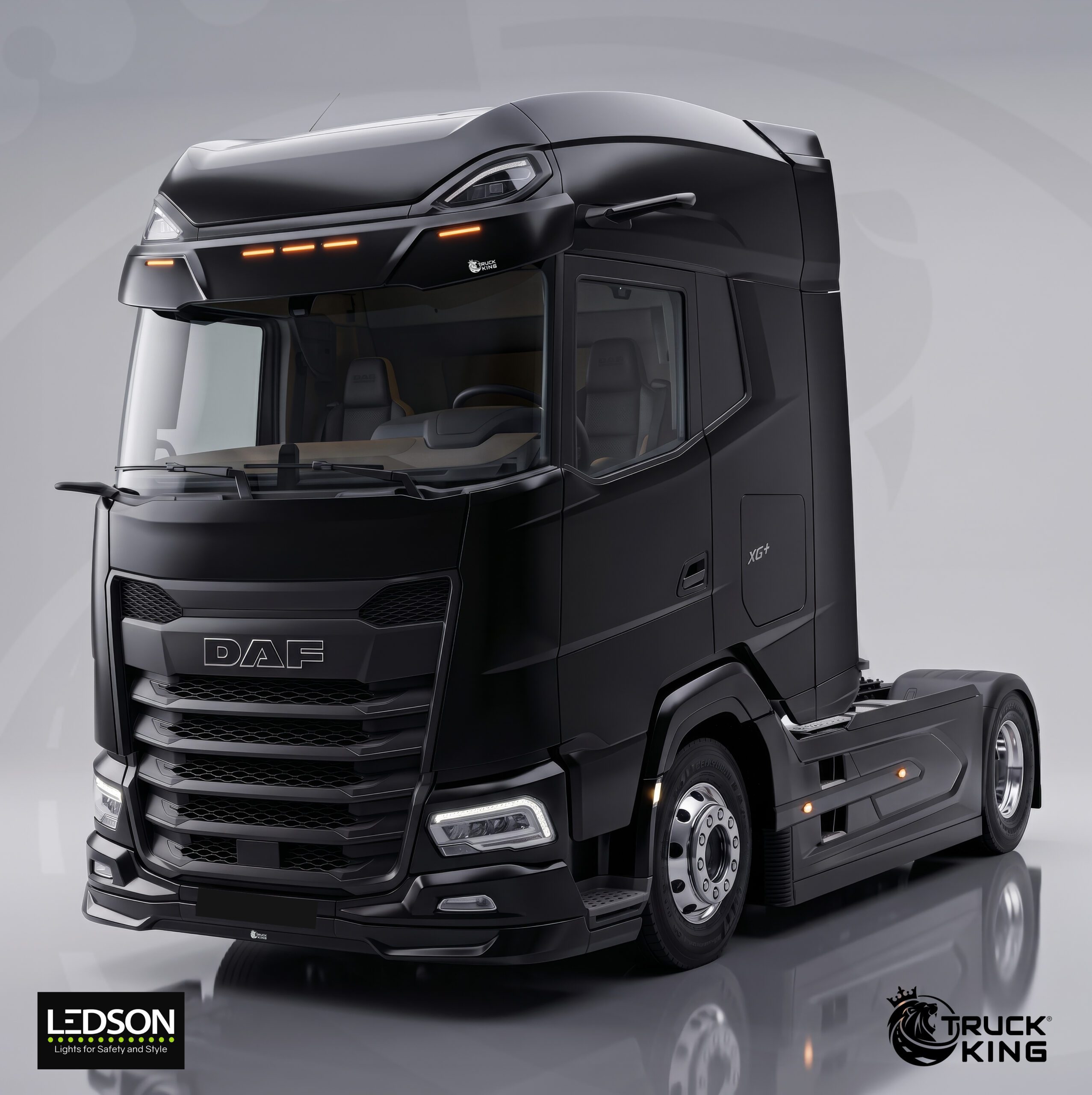 TruckKing "Classic" Sun Visor for DAF XG+, with Mounting Kit, 37 cm Deep – 5 Cutouts for LEDSON Optoline NGR+ Marker Lights - Image 2